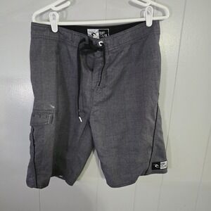 Rip Curl Board Shorts Mens 32 Grey Heathered Cargo Pocket Surf Trunks